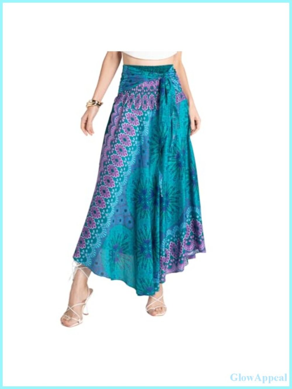 Convertible Boho Maxi Skirt to Dress, Tiered Elastic Waist Flowy